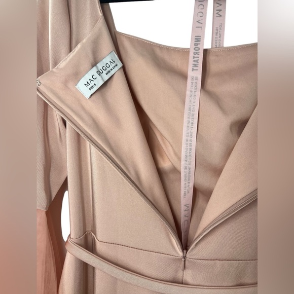 NWY Mac Duggal Flounce Sleeve Square Neck Pink Gown - Picture 6 of 9